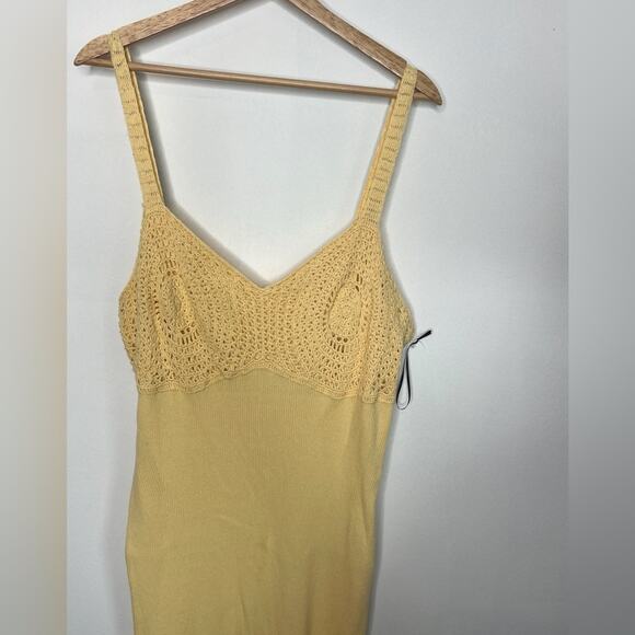 Future Collective Yellow Ribbed Crochet Maxi Dress - Picture 4 of 5